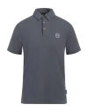 Armani Exchange Man Polo Shirt Lead Size Xs Cotton, Elastane, Polyester In Grey