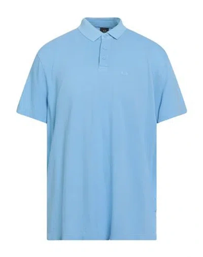 Armani Exchange Man Polo Shirt Light Blue Size Xxl Cotton