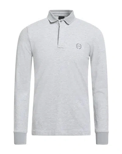 Armani Exchange Man Polo Shirt Light Grey Size M Cotton, Elastane, Polyester In Gray