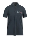 Armani Exchange Man Polo Shirt Midnight Blue Size L Cotton In Blue