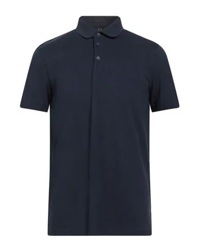 Armani Exchange Man Polo Shirt Midnight Blue Size L Cotton