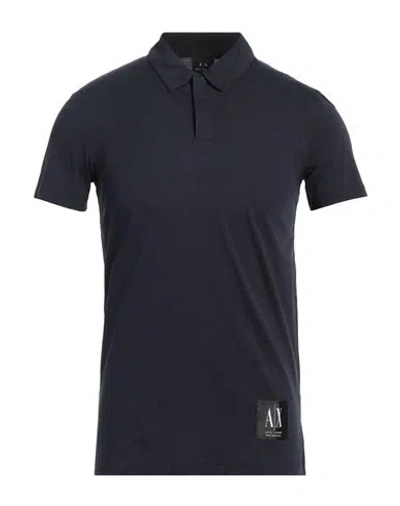 Armani Exchange Man Polo Shirt Midnight Blue Size S Cotton