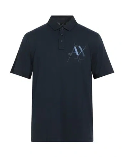 Armani Exchange Man Polo Shirt Midnight Blue Size S Cotton