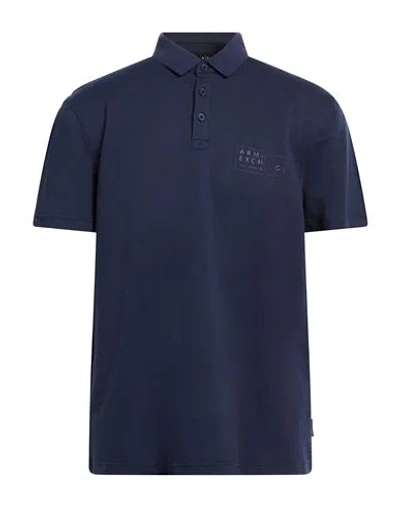 Armani Exchange Man Polo Shirt Midnight Blue Size S Cotton