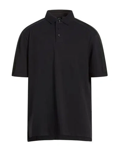 Armani Exchange Man Polo Shirt Midnight Blue Size Xs Polyamide, Polyester, Elastane In Black