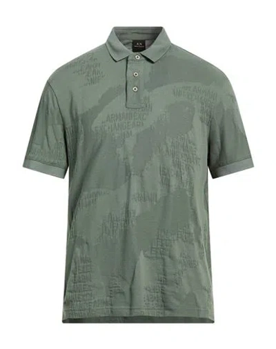Armani Exchange Man Polo Shirt Military Green Size L Cotton