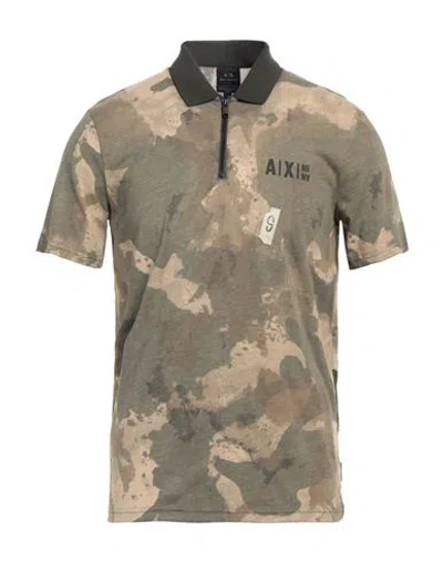 Armani Exchange Man Polo Shirt Military Green Size S Cotton