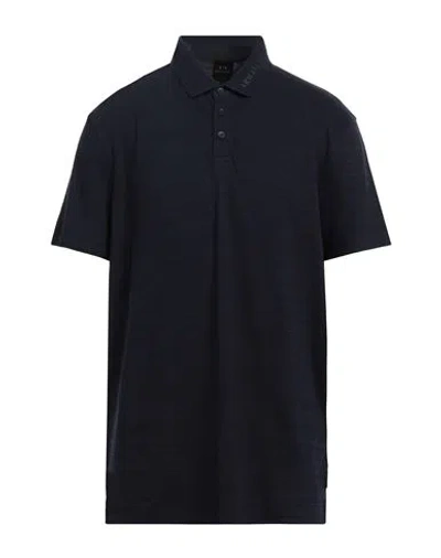 Armani Exchange Man Polo Shirt Navy Blue Size S Cotton, Polyester