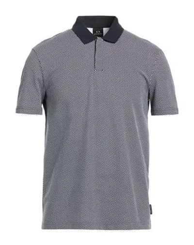 Armani Exchange Man Polo Shirt Navy Size L Cotton, Elastane In Blue