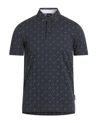 Armani Exchange Man Polo Shirt Navy Size S Cotton In Black