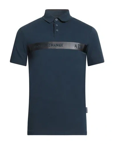 Armani Exchange Man Polo Shirt Navy Size Xs Cotton In Blue