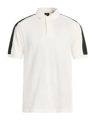 Armani Exchange Man Polo Shirt Off White Size L Polyamide, Polyester, Elastane In Black