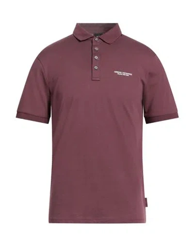 Armani Exchange Man Polo Shirt Plum Size L Cotton In Burgundy