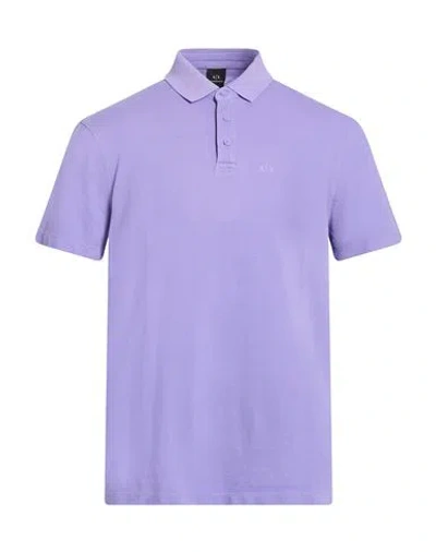 Armani Exchange Man Polo Shirt Purple Size L Cotton