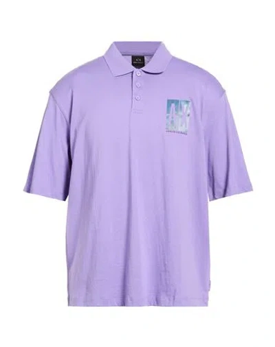 Armani Exchange Man Polo Shirt Purple Size L Cotton