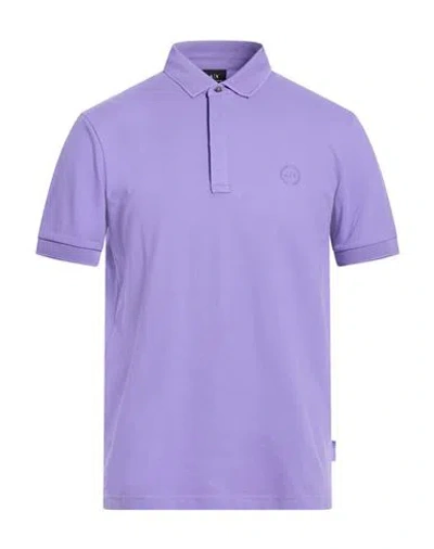 Armani Exchange Man Polo Shirt Purple Size L Cotton, Elastane, Polyester