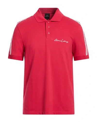 Armani Exchange Man Polo Shirt Red Size L Cotton, Elastane