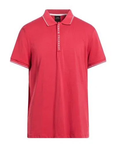 Armani Exchange Man Polo Shirt Red Size Xxl Cotton, Elastane