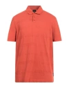 Armani Exchange Man Polo Shirt Rust Size L Cotton In Red