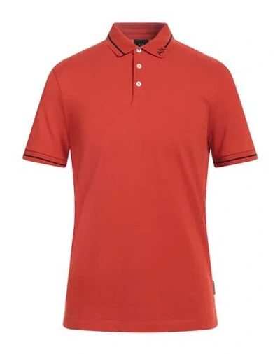 Armani Exchange Man Polo Shirt Rust Size L Cotton In Red