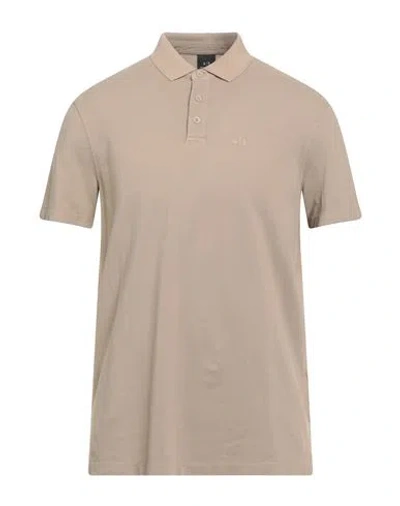 Armani Exchange Man Polo Shirt Sand Size L Cotton In Neutral