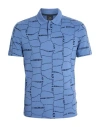 Armani Exchange Man Polo Shirt Slate Blue Size S Cotton, Elastane In Blue