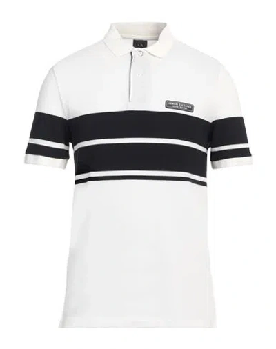 Armani Exchange Man Polo Shirt White Size Xs Cotton, Polyester, Elastane