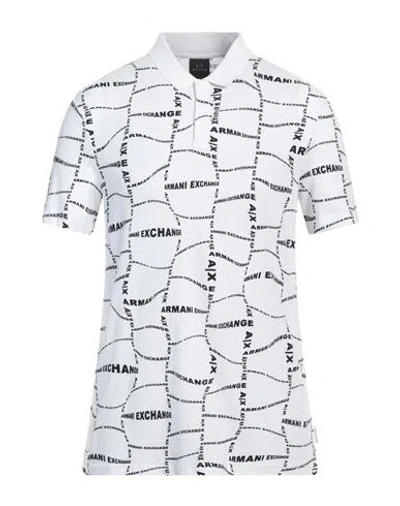 Armani Exchange Man Polo Shirt White Size Xs Cotton, Elastane