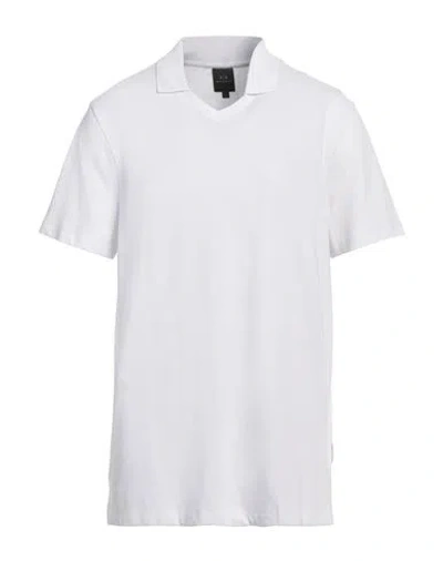 Armani Exchange Man Polo Shirt White Size Xxl Cotton, Elastane In Multi