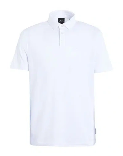 Armani Exchange Man Polo Shirt White Size Xxl Cotton, Polyester