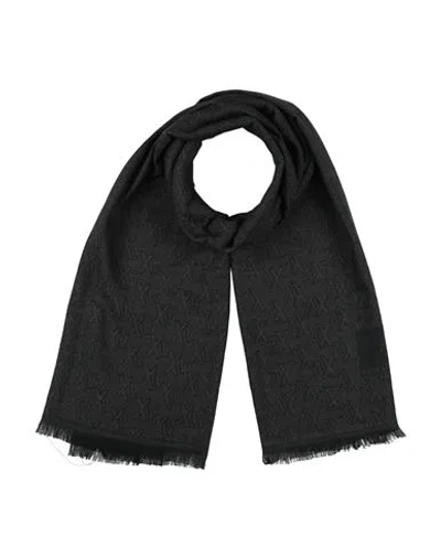 Armani Exchange Man Scarf Charcoal Size - Polyester, Viscose In Black