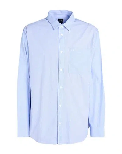 Armani Exchange Man Shirt Azure Size M Cotton In Blue