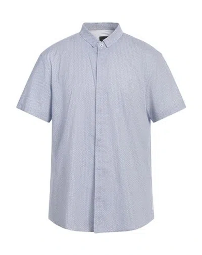 Armani Exchange Man Shirt Azure Size S Cotton, Elastane In Blue