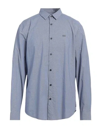 Armani Exchange Man Shirt Azure Size Xl Cotton In Blue