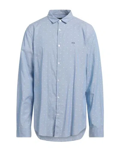 Armani Exchange Man Shirt Azure Size Xxl Cotton In Blue