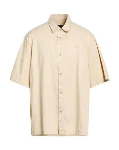 Armani Exchange Man Shirt Beige Size L Lyocell, Cotton In Pink