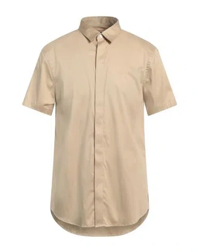 Armani Exchange Man Shirt Beige Size S Cotton, Elastane