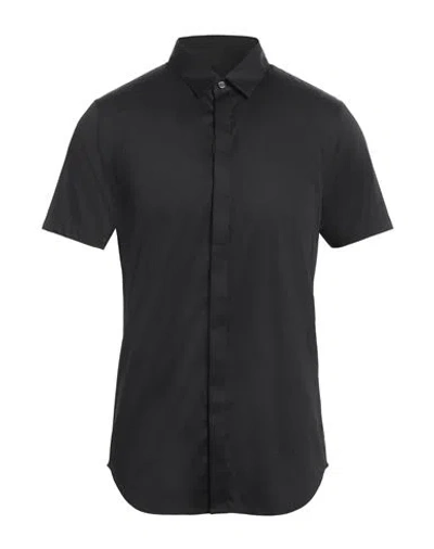Armani Exchange Man Shirt Black Size M Cotton, Elastane In Black