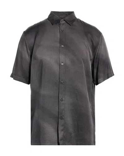 Armani Exchange Man Shirt Black Size M Viscose In Gray
