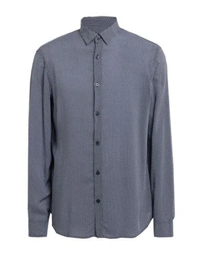 Armani Exchange Man Shirt Black Size M Viscose In Gray