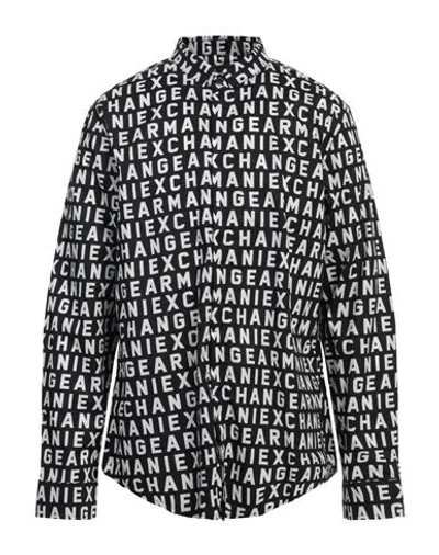Armani Exchange Man Shirt Black Size Xl Cotton, Elastane In Black