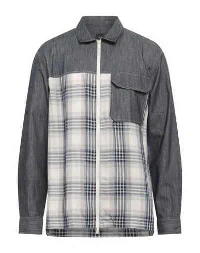 Armani Exchange Man Shirt Blue Size L Lyocell, Cotton In Gray