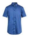 Armani Exchange Man Shirt Bright Blue Size L Cotton, Elastane