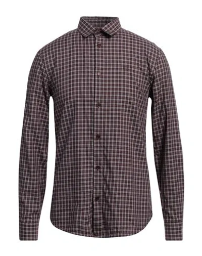 Armani Exchange Man Shirt Burgundy Size L Cotton, Lyocell In Red