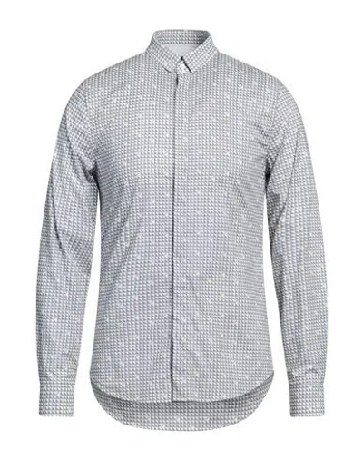 Armani Exchange Man Shirt Grey Size M Cotton, Elastane In Gray