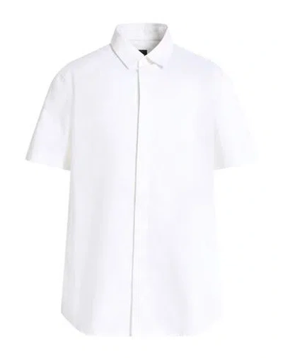 Armani Exchange Man Shirt Ivory Size L Cotton, Elastane In White