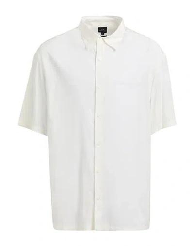 ARMANI EXCHANGE ARMANI EXCHANGE MAN SHIRT IVORY SIZE L VISCOSE, LYOCELL