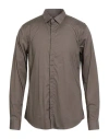 Armani Exchange Man Shirt Khaki Size L Cotton, Elastane In Gray