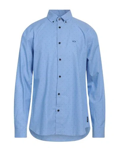 Armani Exchange Man Shirt Light Blue Size L Cotton