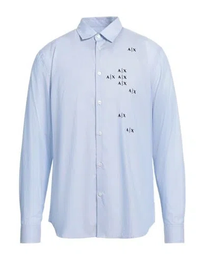 Armani Exchange Man Shirt Light Blue Size L Cotton In Blue